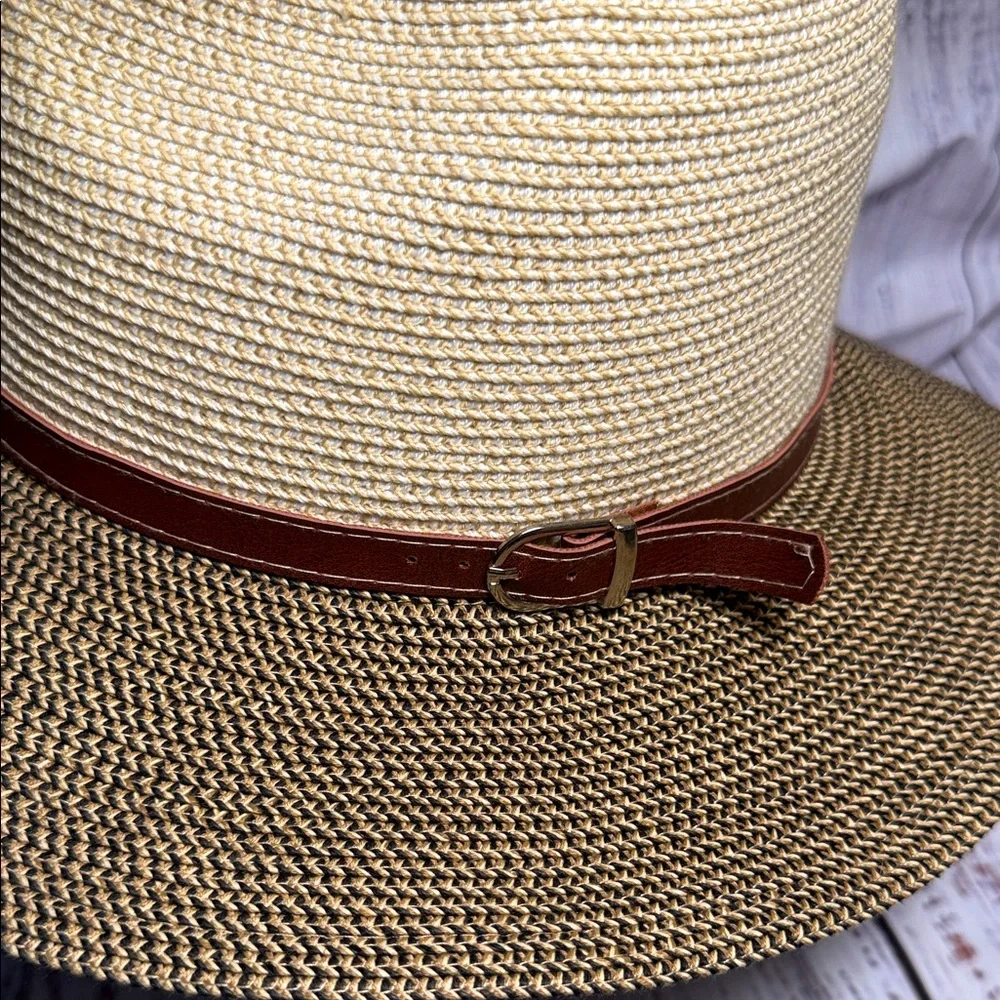 Sunday Afternoons Cream and Brown Wide Brimmed Fedora Hat Medium - Picture 14 of 16